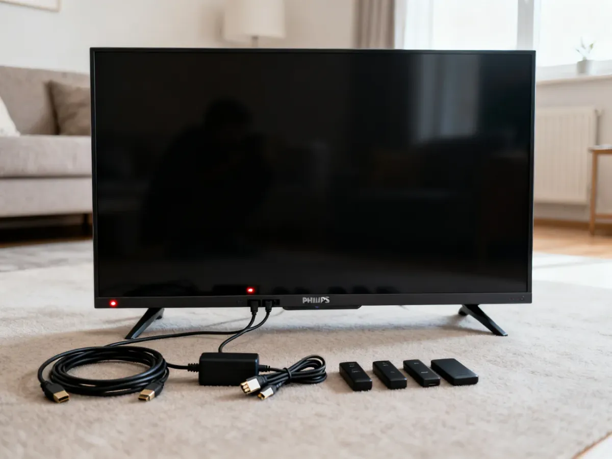 Telewizor Philips odłączony od zasilania i akcesoriów podczas twardego resetu
