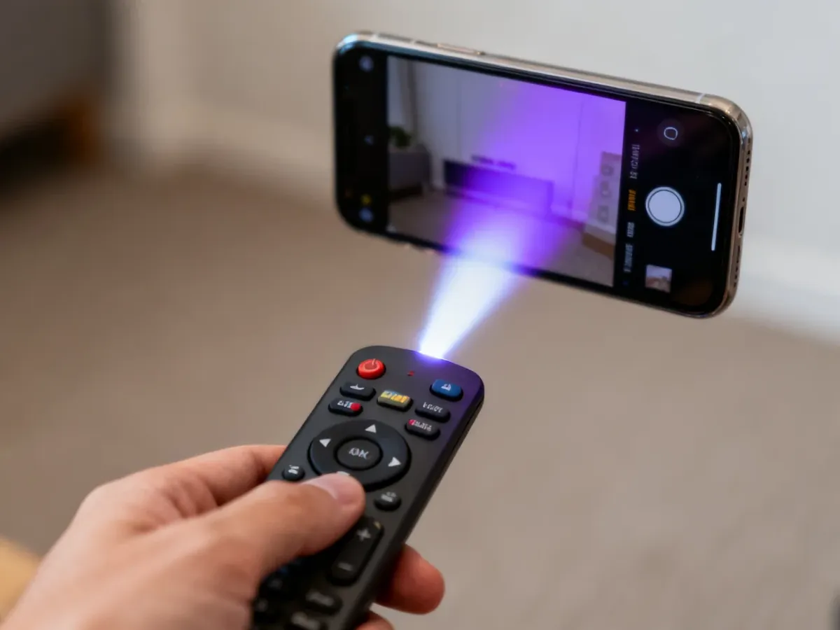 Testowanie diody podczerwieni pilota za pomocą aparatu w telefonie