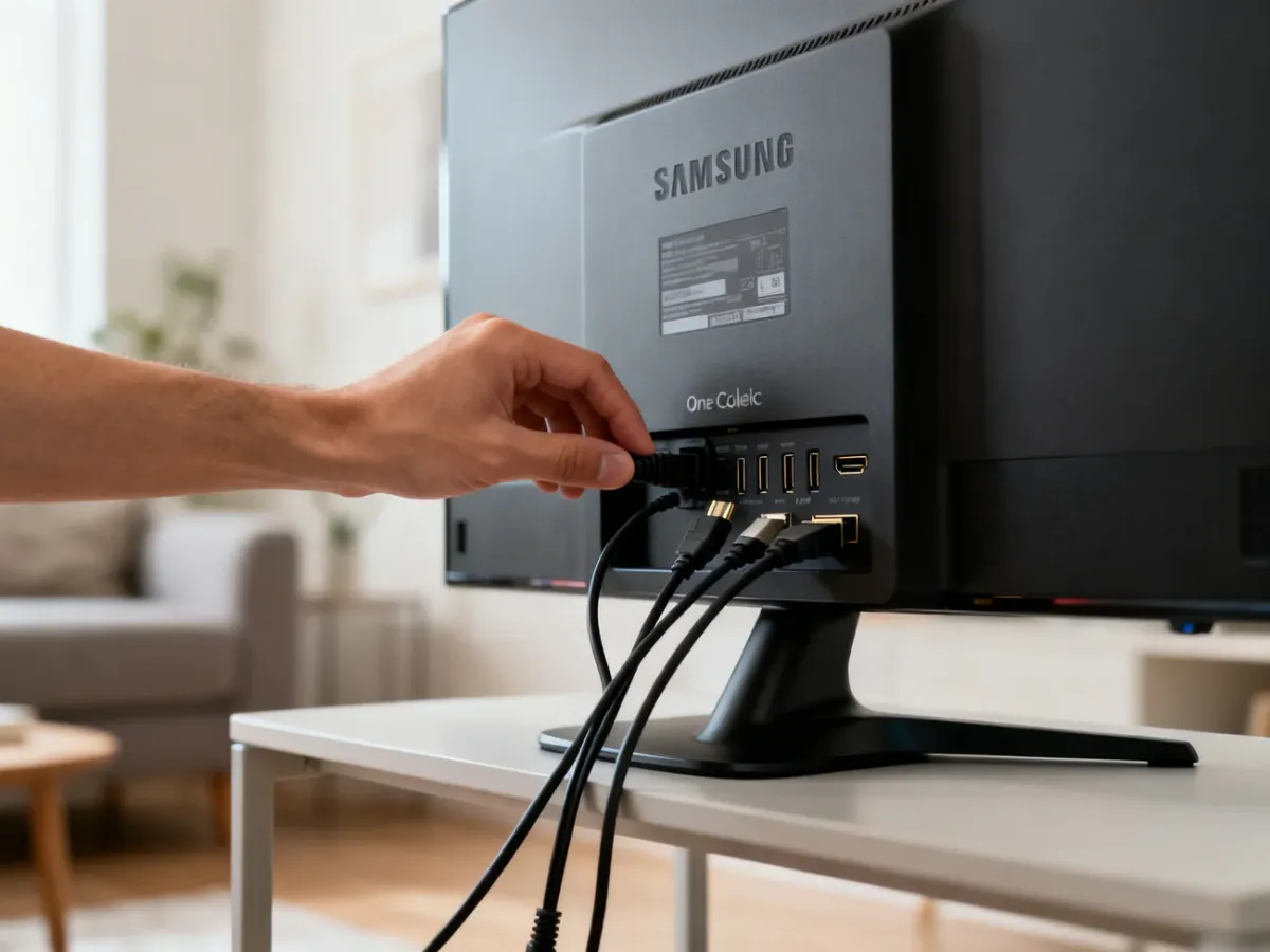 Sprawdzanie przewodu One Connect i kabli telewizora Samsung