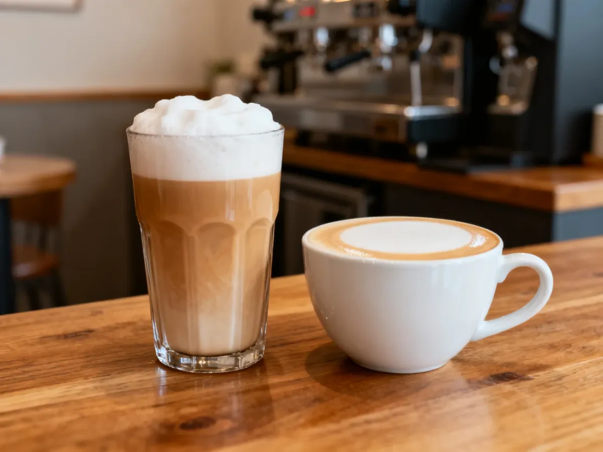 Cappuccino z puszystą pianką i flat white z cienką mikropianką