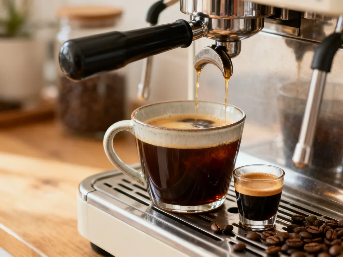 Americano przygotowywane przez dolanie gorącej wody do espresso