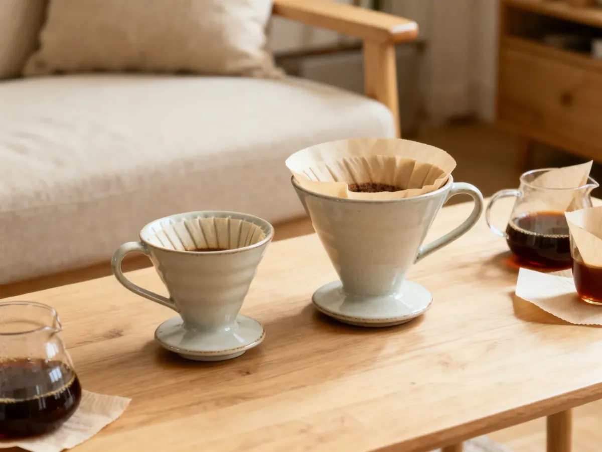 Porównanie małego i większego drippera Hario V60
