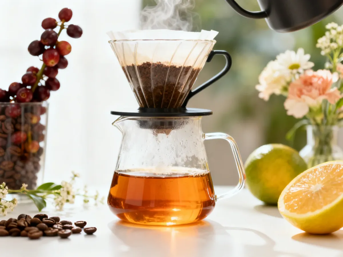 Jasno palona kawa Specialty przygotowywana metodą przelewową V60