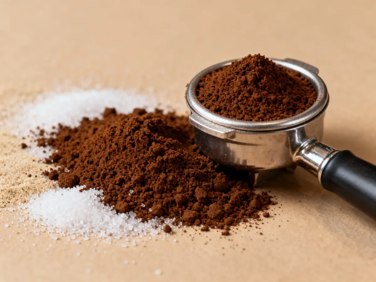 Drobno zmielona kawa espresso o konsystencji przypominającej piasek