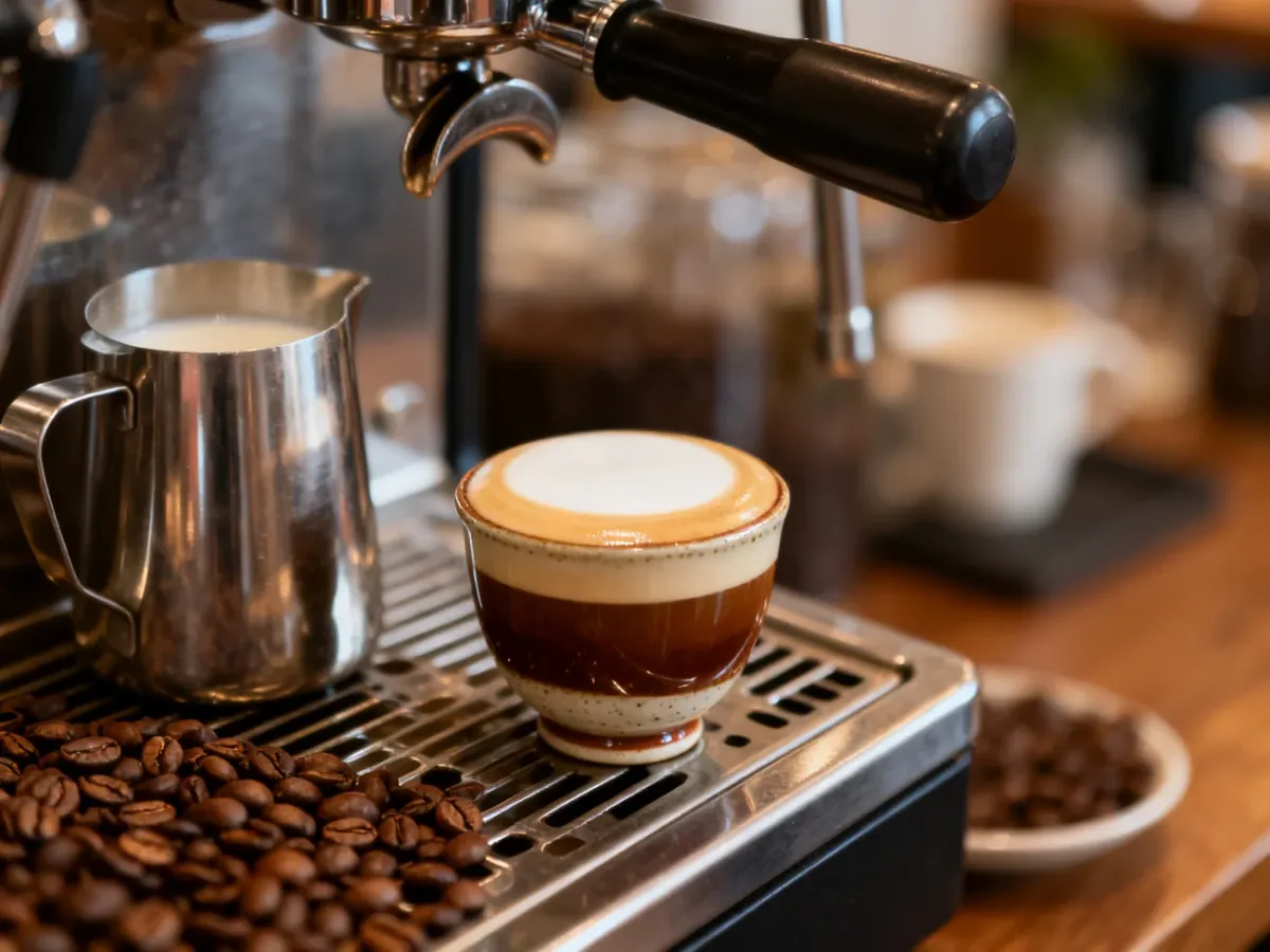 Flat White z aksamitną mikropianą w ceramicznej filiżance